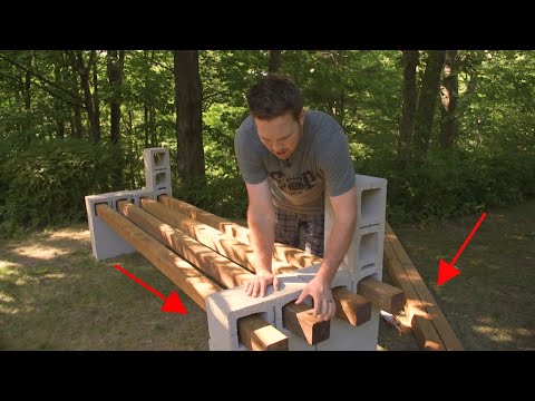 DIY Cinder Block Cottage Bench