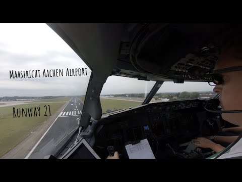 Landing runway 21 Maastricht Aachen Airport Beek (MST EHBK)